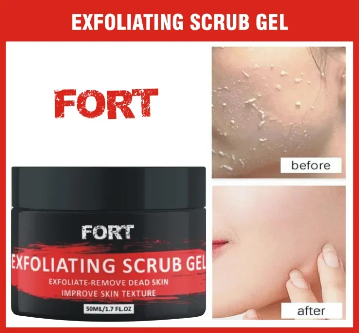 FORT Exfoliating Scrub Gel Face Scrub Remove Dead Skin & Improve Skin Texture.