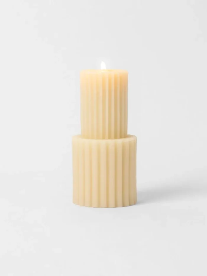 Stepped Pillar Candle White15cm.