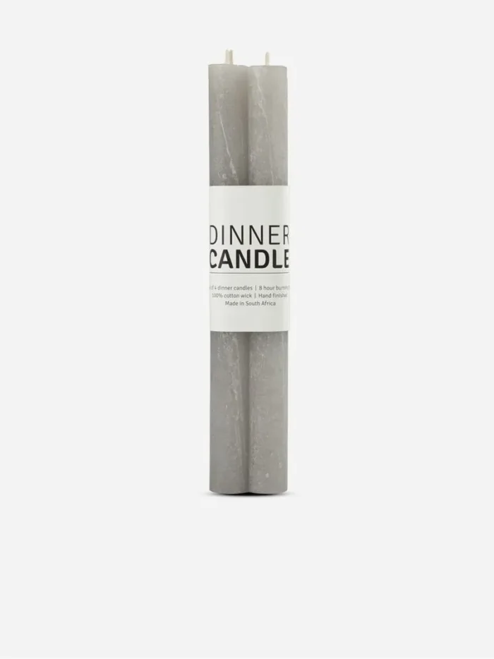 dinner candle rustic 4 pack grey.