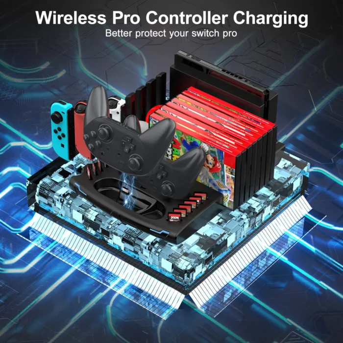 innoAura Switch Controller & J-Cons Charger, Organizer Station, Switch Storage for Games, TV Dock, Compatible with NS & OLED - Image 4