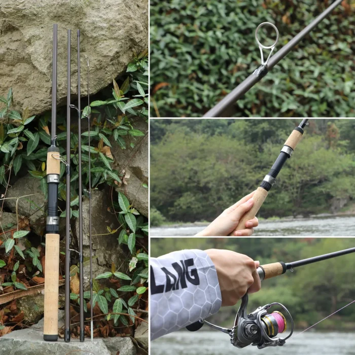 Sougayilang 2.1m Ultra Light Wooden Handle Spinning Rods Casting Fishing Pole Carbon Fibre Bass Trout Rods Cork Handle Pole - Image 4