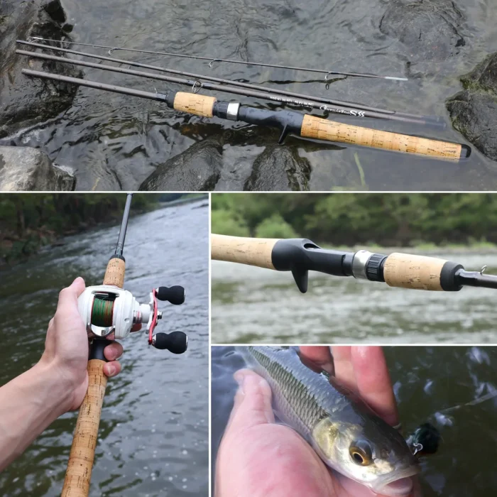 Sougayilang 2.1m Ultra Light Wooden Handle Spinning Rods Casting Fishing Pole Carbon Fibre Bass Trout Rods Cork Handle Pole - Image 5