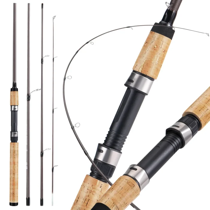 Sougayilang 2.1m Ultra Light Wooden Handle Spinning Rods Casting Fishing Pole Carbon Fibre Bass Trout Rods Cork Handle Pole
