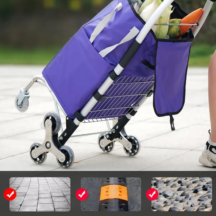 Reinforced Grocery Shopping Trolley Foldableing Portable Elderly Home Trolley Trailer Climbing Stairs Artifact Trolley - Image 3