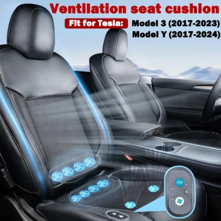 For Model Y 2017-2024 & Model 3 2017-2023 Cooling Car Seat Cushion,Front Seat Cover Summer Hair Dryer Cooling Accessories