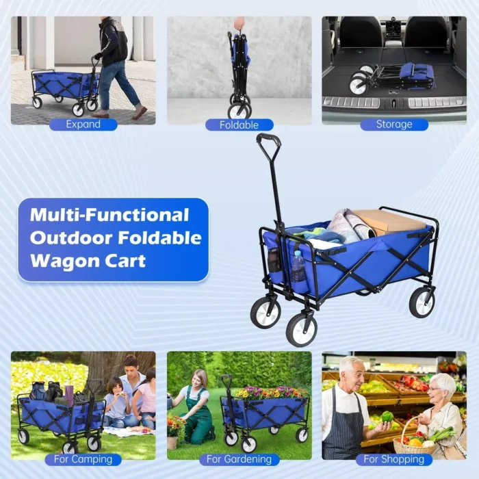 39''L Collapsible Wagon Cart Heavy Duty Utility Folding Wagon for Outdoor Sports 330 LBS Weight Capacity Camping Garden and Shop - Image 6