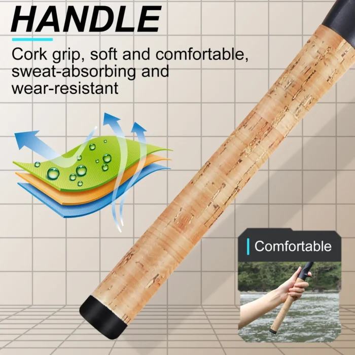 Sougayilang 2.1m Ultra Light Wooden Handle Spinning Rods Casting Fishing Pole Carbon Fibre Bass Trout Rods Cork Handle Pole - Image 7