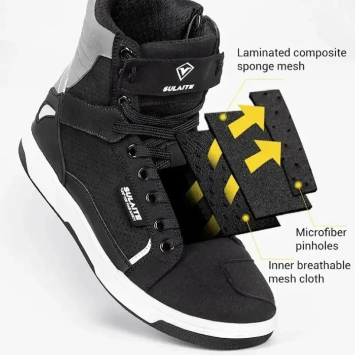 Sulaite Men's Motorcycle Cycling Shoes Breathable Motorbike Boots Motocross Protective Boots Motorcycle Riding Casual Sneakers - Image 5