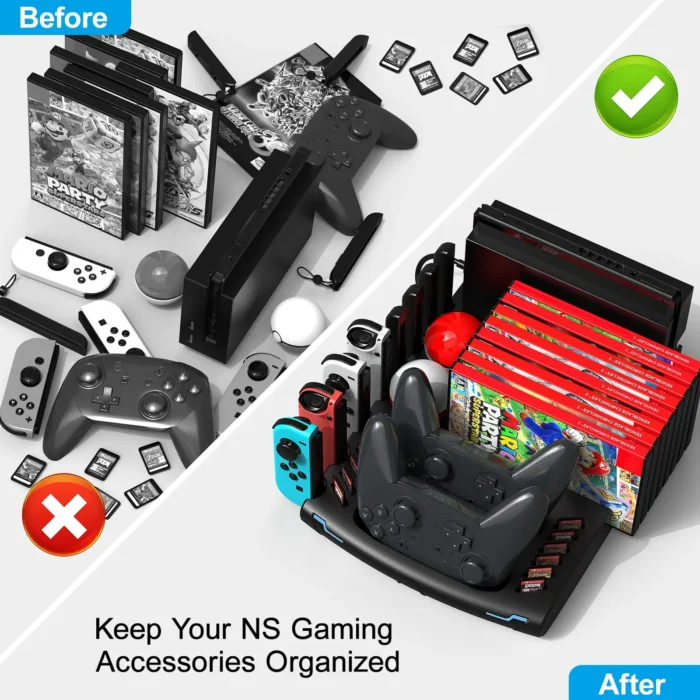 innoAura Switch Controller & J-Cons Charger, Organizer Station, Switch Storage for Games, TV Dock, Compatible with NS & OLED - Image 6
