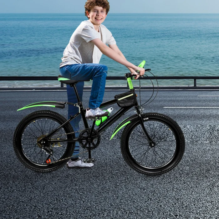 Multi-speed Mountain bike,7 Speeds,51cm/20in,Carbon Steel Bicycle,Green,Mountain Bicycle,Children Sports Equipment - Image 3