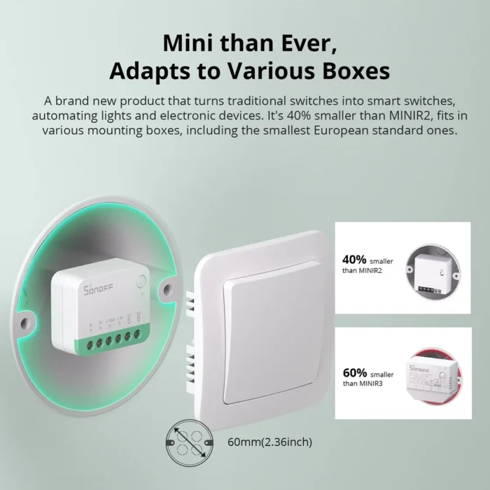 Sonoff Mini R4 Matter WiFi Smart Home Light Switch Sonoff Mini R4 Extreme Matter Relay Work with Alexa Google Home Homekit