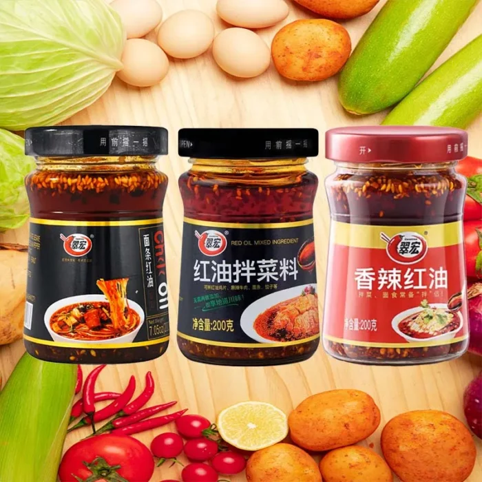 CuiHong Red Hot Chili Sauce,Spicy Chili Oil with Sesame Seeds,Chili Oil For Noodles 7.06oz(200g)*1 Pack